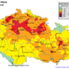 Mapa denních koncentrací PM10 v ČR 19.2.2015, zdroj: ČHMÚ