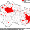 Obr.8: Vymezení OZKO v ČR - Překračování cílových imisních limitů pro ochranu zdraví dle dat z roku 2011 (ČHMÚ)