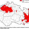 Obr.7: Vymezení OZKO v ČR - Překračování imisních limitů pro ochranu zdraví dle dat z roku 2011 (ČHMÚ)