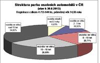 Struktura parku osobních automobilů v ČR k 30.6.2013, zdroj: SDA 