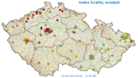 Index kvality ovzduší v ČR 9.3. 20- 21 hodin Zdroj: ČHMÚ